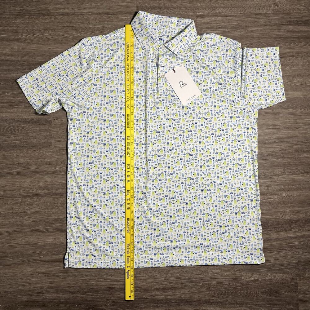 Men's Patterned Short-Sleeve Rhoback - White with Blue & Lime Cocktail Print - Picture 12 of 13